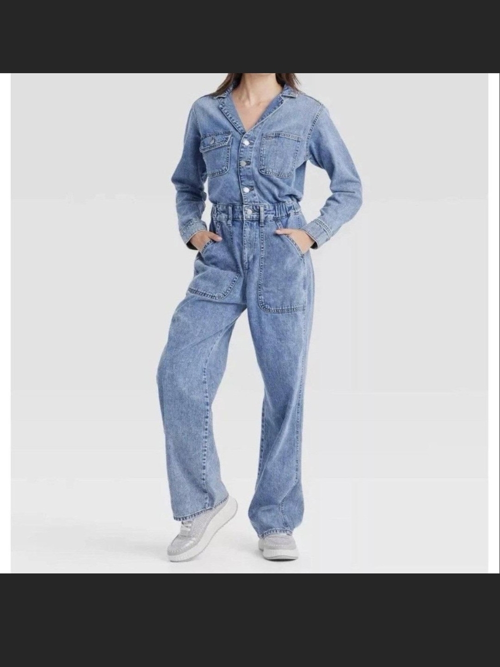 Universal Threads Medium Wash Denim Jumpsuit - Women Jeans